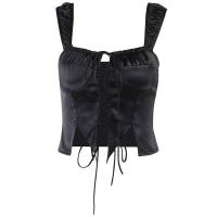 Polyester Slim & Crop Top Camisole backless patchwork Solid PC