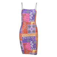 Polyester Waist-controlled & Slim & High Waist Sexy Package Hip Dresses backless printed PC
