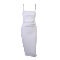 Polyester Waist-controlled & Slim & High Waist Sexy Package Hip Dresses backless patchwork Solid PC