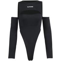 Polyester Slim Women Jumpsuit & off shoulder & hollow patchwork Solid PC