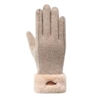 Cashmere Women Gloves thermal patchwork Solid : Pair