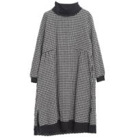 Cotton One-piece Dress fleece & loose patchwork PC