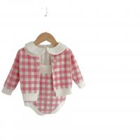 Cotton Slim Baby Clothes  Crawling Baby Suit & top & coat patchwork plaid two different colored PC