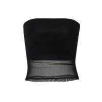 Polyester Slim & Crop Top Tube Top backless & off shoulder patchwork Solid black PC