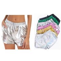 PU Leather & Polyester Middle Waist Shorts Solid PC