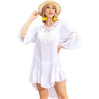 Polyester & Coton Swimming Cover Ups Solide Blanc : pièce