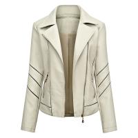 PU Leather Slim Women Coat patchwork Solid PC
