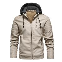PU Leather Slim & Plus Size Men Jacket fleece & thermal patchwork PC