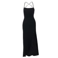 Polyester Waist-controlled & Slim & High Waist Sexy Package Hip Dresses backless & off shoulder patchwork Solid black PC