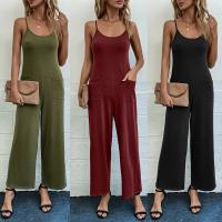 Polyester Wide Leg Trousers Long Jumpsuit & loose Solid PC