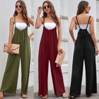 Polyester High Waist Long Jumpsuit backless & loose Solid PC
