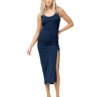Rayon Sexy Package Hip Dresses mid-long style & side slit & skinny style Spandex Solid PC