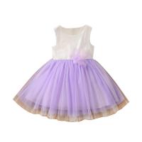 Polyester Princess Girl One-piece Dress Solid white PC