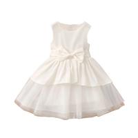 Spandex & Polyester Princess Girl One-piece Dress with bowknot Solid white PC