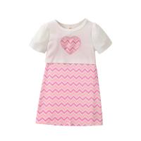 Spandex & Polyester Girl Two-Piece Dress Set dress & top heart pattern Set