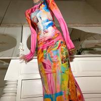 Polyester Sexy Paket Hip Kleider, Gedruckt, mehrfarbig,  Stück