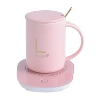 Porcelain heat preservation Mug Set Cup Pad & Cup Lid & cups & Spoon letter Set