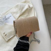Straw Woven Shoulder Bag with chain & soft surface PC