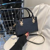 PU Leather Handbag soft surface & attached with hanging strap crocodile grain PC