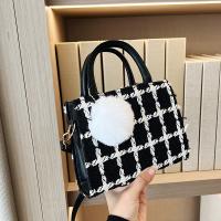 Plaid Fabric Handbag soft surface & attached with hanging strap plaid PC