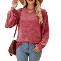 Polyester & Baumwolle Frauen Langarm T-shirt, schlicht gefärbt, Solide, mehr Farben zur Auswahl,  Stück