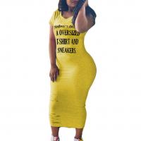 Polyester long style & Sheath T-shirt Dress letter PC