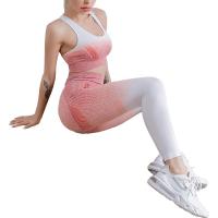Chemical Fiber Quick Dry & High Waist Women Yoga Clothes Set & two piece & skinny & breathable Long Trousers & tank top plain dyed Solid :L Set