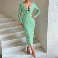 Polyester Slim & High Waist Sexy Package Hip Dresses Sequin PC