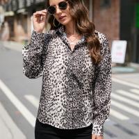 Polyester Frauen Langarm Shirt,  Baumwolle, Gedruckt, Leopard,  Stück
