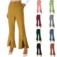 Cotton front slit & High Waist Women Long Trousers flexible & loose Polyester Solid PC
