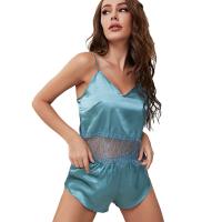 Polyester Women Pajama Set & two piece short & top Solid Set