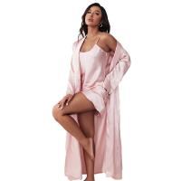 Polyester Women Pajama Set & two piece sleepshirt & coat Solid Set