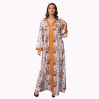 Polyester with silk scarf Middle Eastern Islamic Muslim Dress large hem design printed orange PC