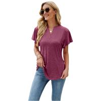 Polyester & Cotton Women Short Sleeve T-Shirts & loose Solid PC