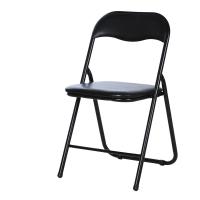 Carbon Steel & Sponge & PU Leather Foldable Chair durable & portable & thickening Solid black PC