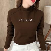 Polyester Slim Women Long Sleeve T-shirt embroidered letter PC