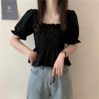 Polyester Women Short Sleeve T-Shirts slimming patchwork Solid : PC