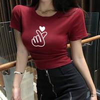 Poliéster Mujeres Camisetas de manga corta, impreso, más colores para elegir,  trozo