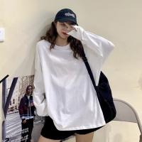 Polyester Women Long Sleeve T-shirt & loose patchwork Solid PC