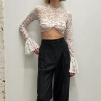 Polyester Slim & Crop Top Women Long Sleeve T-shirt jacquard PC