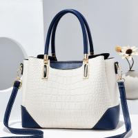 PU Leather Handbag large capacity & soft surface & attached with hanging strap crocodile grain PC