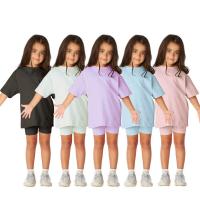 Polyester & Cotton Children Clothes Set & two piece & loose Pants & top Solid Set