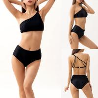 Polyamide Tankinis Set backless & two piece & One Shoulder Solid white and black Set