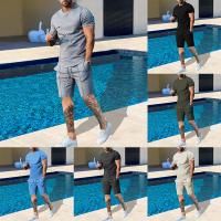 Polyester Men Casual Set & two piece short & top Solid Set