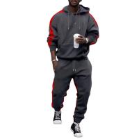 Polyester With Siamese Cap Men Casual Set fleece & two piece Long Trousers & top Set