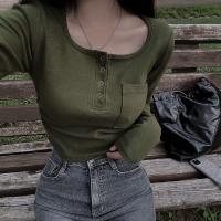 Coton T-shirt femme à manches longues Patchwork Solide plus de couleurs pour le choix pièce