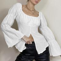 Polyester Women Long Sleeve T-shirt slimming patchwork Solid PC