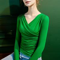 ビスコース 女性ロングスリーブTシャツ パッチワーク 単色 選択のためのより多くの色 一つ