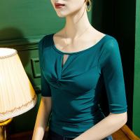 Polyamide Slim Women Five Point Sleeve Blouses patchwork Solid PC