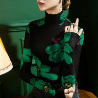 Polyamide Slim Women Long Sleeve Blouses printed floral black PC